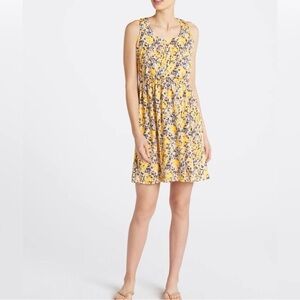 Kaileigh Yellow Floral Tasha Knit Mini Dress - Size: Large
